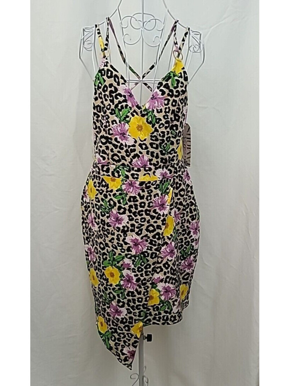 Almost Famous Strappy Sundress Size XL NEW NWT Animal & Floral Print Faux Wrap